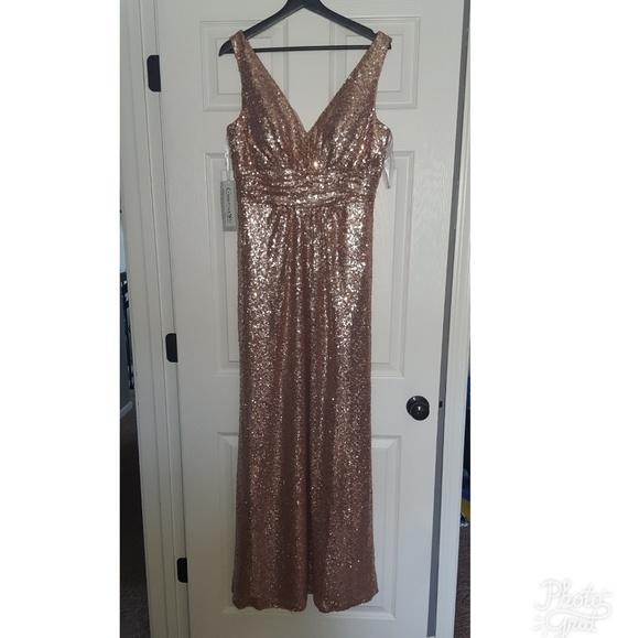 christina wu rose gold sequin dress